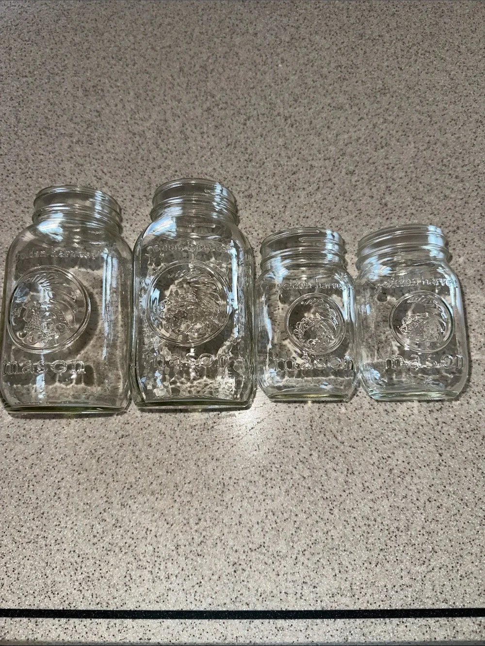 VINTAGE 4 Golden Harvest Mason Jars Set VTG
